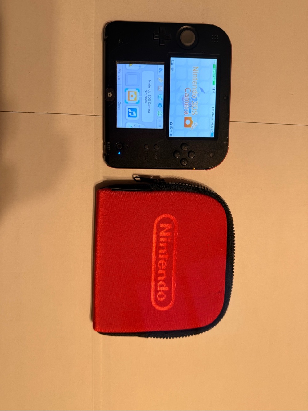 Nintendo Black 2DS XL with Red Nintendo Zip Case